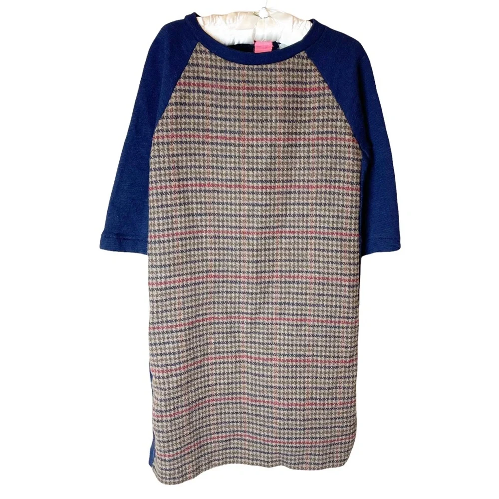 Crewcuts Houndstooth Plaid Long Sleeve Dress Size 6